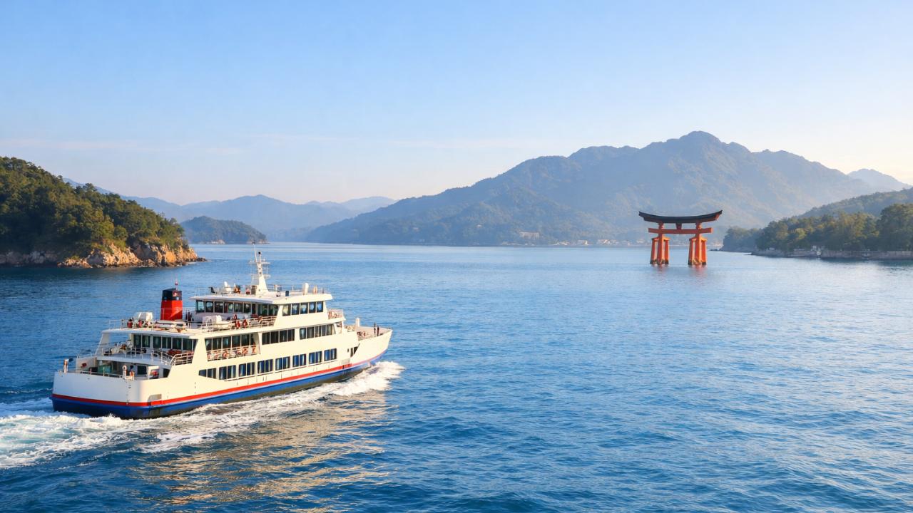 宮島 呉 フェリー直行便の基本情報と所要時間が分かるイメージ