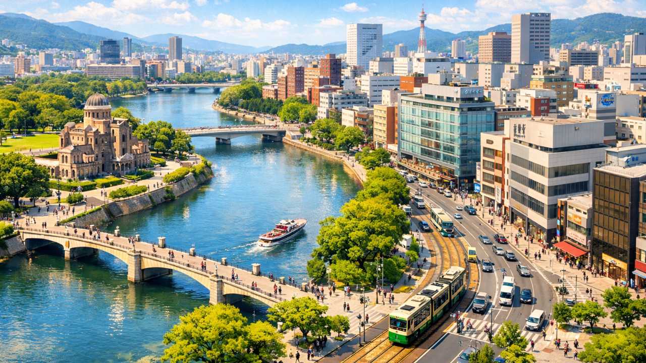 広島市内のぶらぶら散歩に向く中心エリア(紙屋町・平和記念公園・広島駅周辺)のイメージ