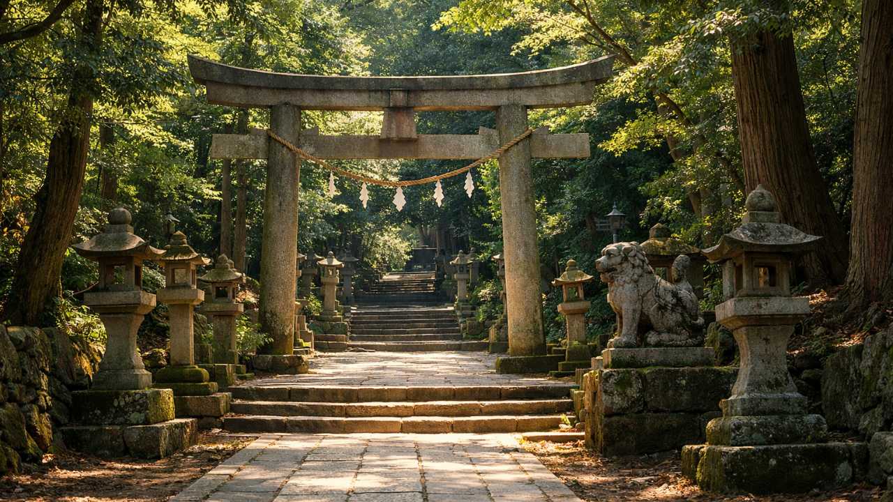 大三島の神社参道と鳥居