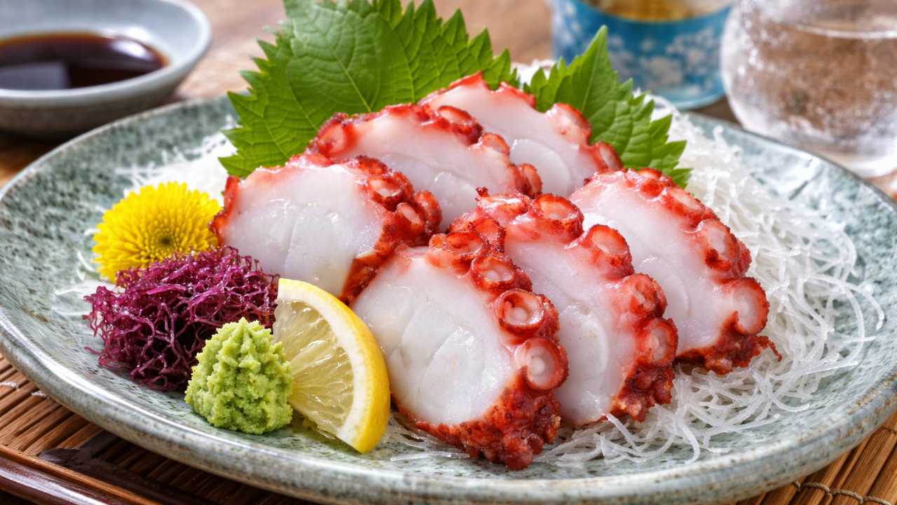 瀬戸内のたこ料理、たこ刺身の盛り付け