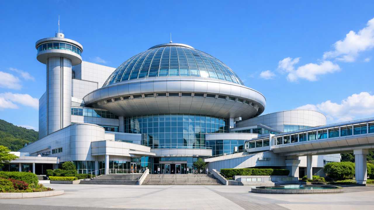 青空の下のヌマジ交通ミュージアム外観