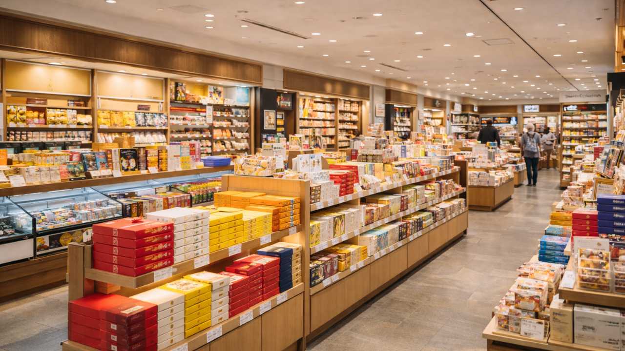 駅ビルの土産フロアをイメージした売場