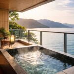 瀬戸内海を望むバルコニーに設置された客室露天風呂