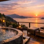 広島の瀬戸内海を望む高級旅館の客室テラス