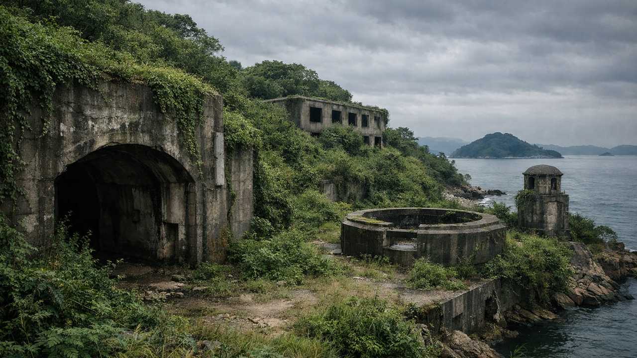 瀬戸内海の小島に点在する旧軍施設の外観遺構
