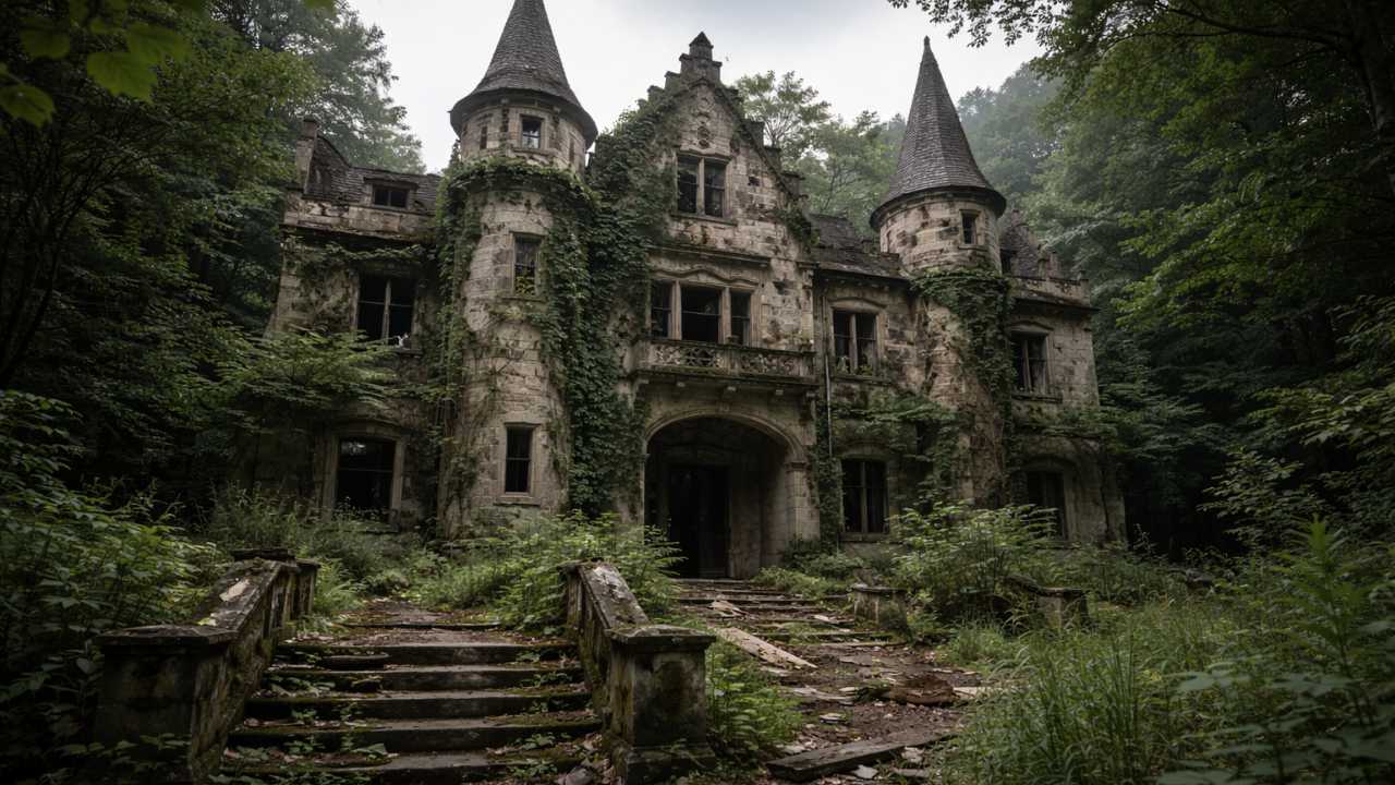 魔女の家の廃墟イメージ、写真風