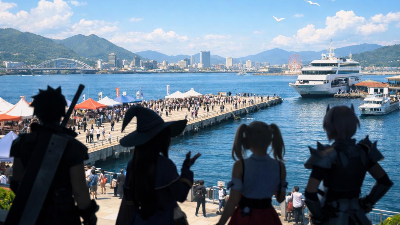 港のフェス会場をイメージした横長ビジュアル