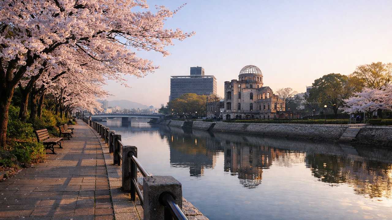 平和記念公園の川沿い遊歩道