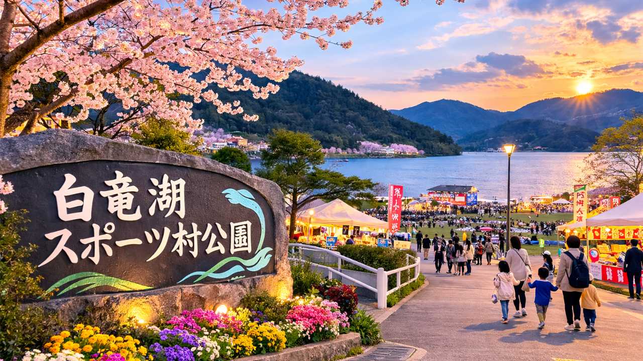 白竜湖スポーツ村公園の入口や会場周辺の雰囲気