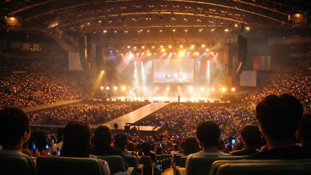 広島グリーンアリーナのアリーナ席から見たステージの見え方